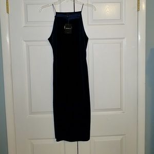 Navy velour semi formal dress